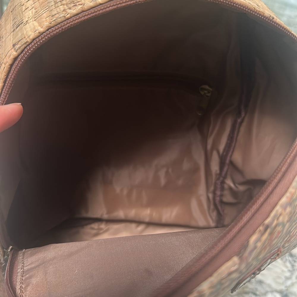 Portugal Cork Textured Backpack with Patterned Accents - Picture 8 of 12